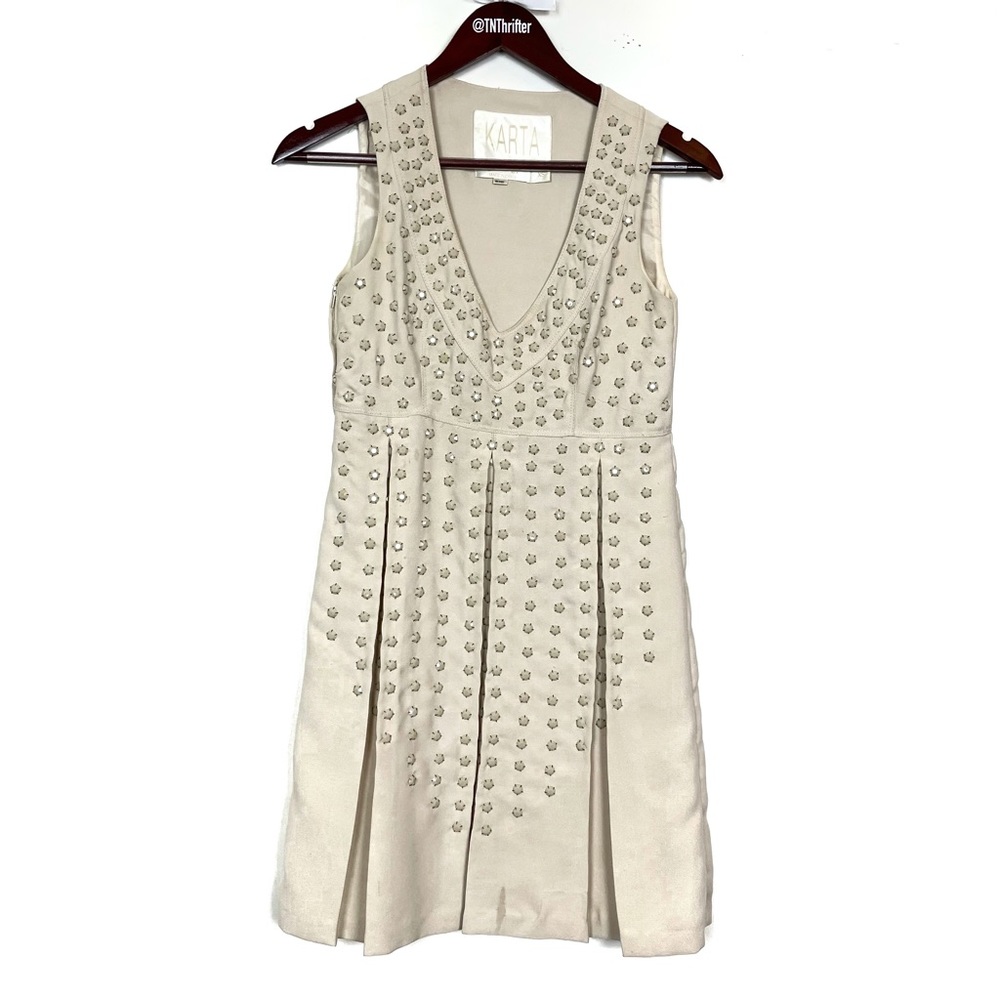 Karta Women’s Embellished Sparkle Sleeveless Mini Pleated Dress Sz XS Blush Pink